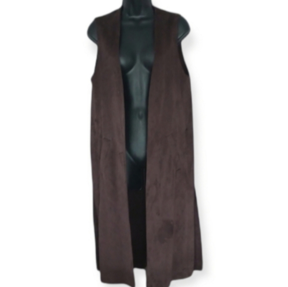 Zara Faux Suede Long Vest! Size S - Picture 6 of 12
